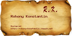Rohony Konstantin névjegykártya